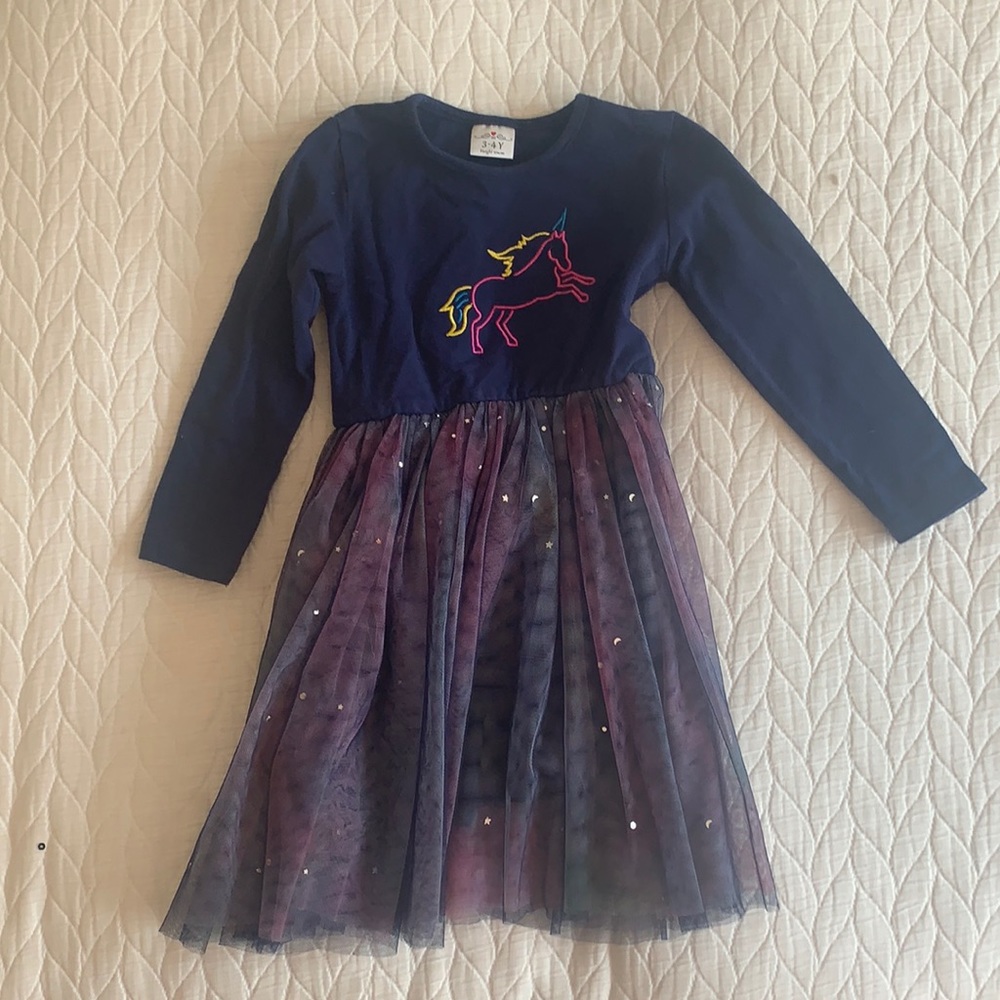 Unicorn blue tulle with sequins dress size 3T 4T